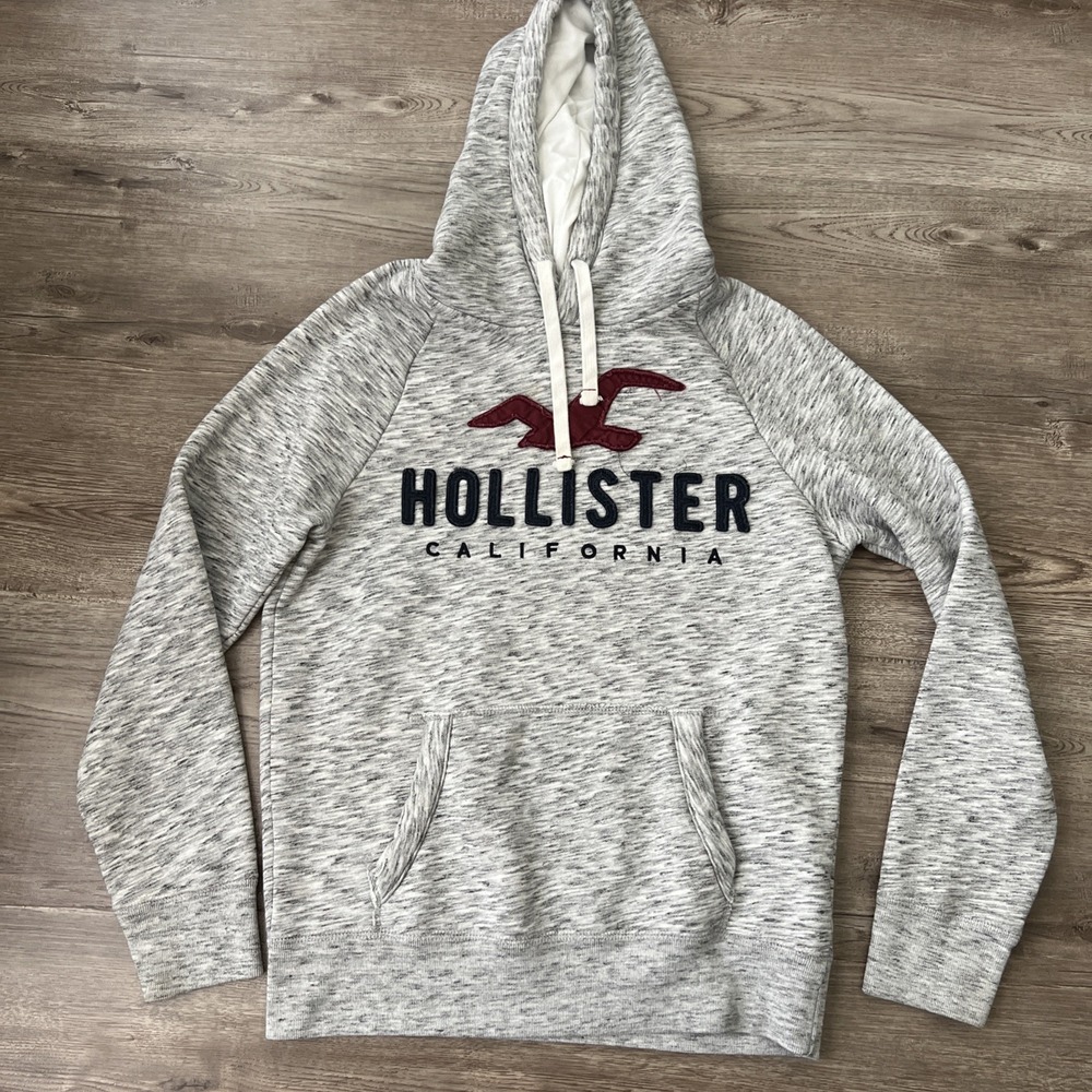 Hollister Hoodie Mens S Gray Space Dye Fleece Pullover Y2K Skater